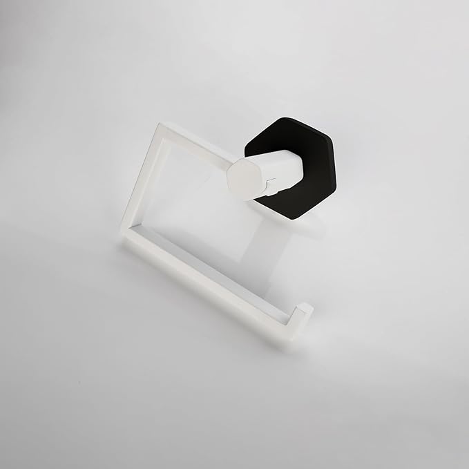 GERZWY SUS 304 Stainless Steel Toilet Paper Holder White & Black Finish, Paper Towel Dispenser Tissue Roll Hanger Wall Mounted