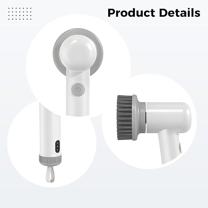 Electric Cleaning Brush With Multiple Heads, Dual-Speed Scrubber, Type-C Charging, Ipx6 Waterproof, Kitchen Bathroom
