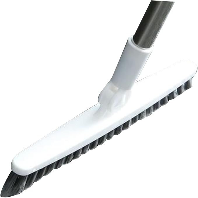 Long Handle Crevice Brush Floor Tile Grout Brush Corner with Sturdy Plastic for Bathroom Kitchen Toilet (White 88.5cm)
