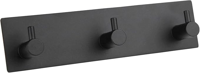 Self Adhesive Towel Hooks for Bathrooms Black Stick on Wall Hooks Bath Adhesive Towel Hanger Peel and Stick Matte Black Shower Hooks for Wall Adhesive Coat Hook for Wall Mount 3 Hooks