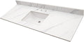 MSI Calacatta Lumas Vanity Top with Under Mount Rectangle Single Bowl Ceramic Sink, Engineered Marble Stone, 4" CC Faucet Holes, 61"X22"