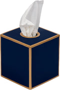 Jaye’s Studio Decorative Tissue Box Holder Square – Indigo Blue Tissue Box Cover Gold Tissue Holder for Bathroom Accessories Countertop, Farmhouse Bedroom Decor, Office Metal Tissue Box Covers Cube