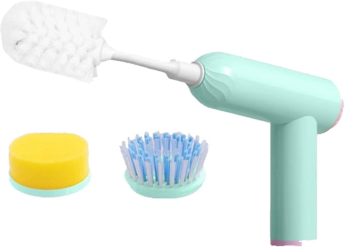 USB Rechargeable Electric Cleaning Brush, 6 Brush Heads Waterproof Scrubber with Silicone Bristles, Multipurpose Automatic Cleaner