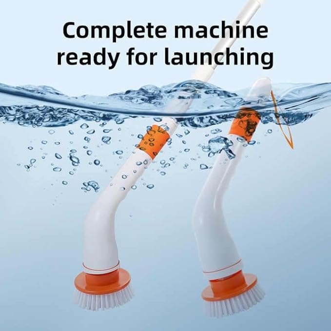 Cordless Electric Cleaner Brush IPX8 Waterproof, Bathroom, Kitchen, House Floor Cleaning Brush with Replaceable Brush Heads Adjustable Extension Handle Powerful Cleaning Brush