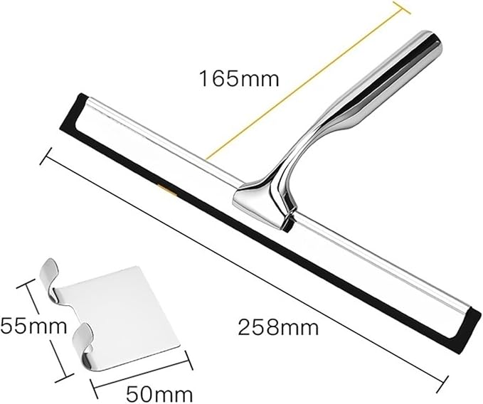 Window Squeegee Scrape Table Squeegee with Hook Stainless Steel Shower Squeegee Windshield for Shower Glass(Size Small 10inch)