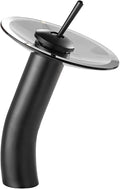 Waterfall Vessel Faucet, Black, 1 Hole, Lead-Free Solid Brass, Temperature and Flow Control with One Lever Handle