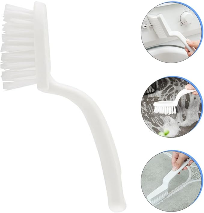 HOMSFOU 5pcs White Kitchen Cleaning Brush Set with Hard Bristles for Floor Crevice Window Track and Seam Cleaning – Multifunctional Home Tool for Narrow Gaps and Corners