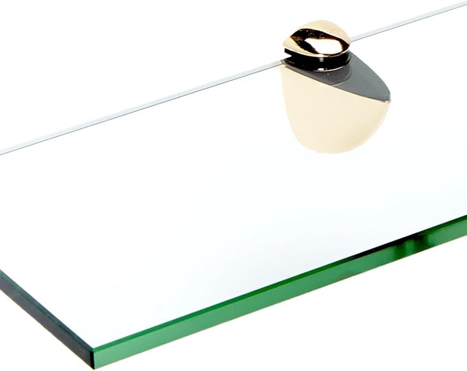 Spancraft Glass P-4.75x30-Brass Peacock Glass Shelf, Brass, 4.75" x 30"