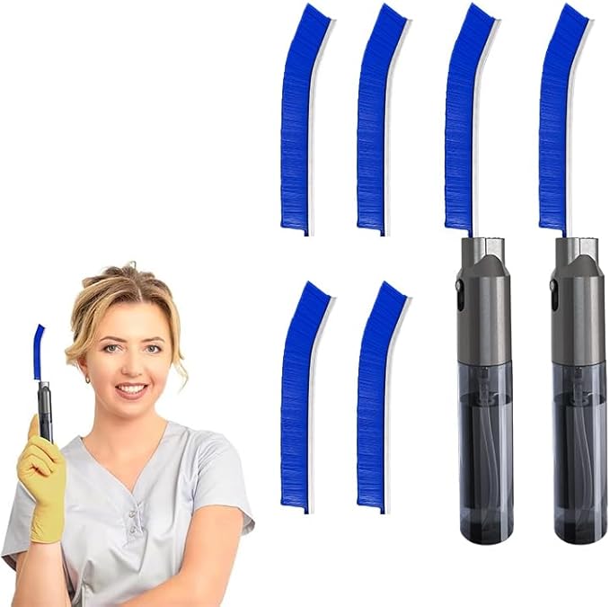 Hard Bristle Crevice Cleaning Brush with Spray Bottle, Grout Cleaner Tool with Stiff Bristles for Tight Spaces, Gap Cleaning Brush for Toilet, Bathroom, Kitchen Surfaces (2, Blue)