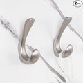 2 Pack Towel Hooks for Bathrooms Wall Mounted, Brushed Nickel Bathroom Hooks for Towels, Robe & Towel Hook for Wall, Modern Bath Towel Hook