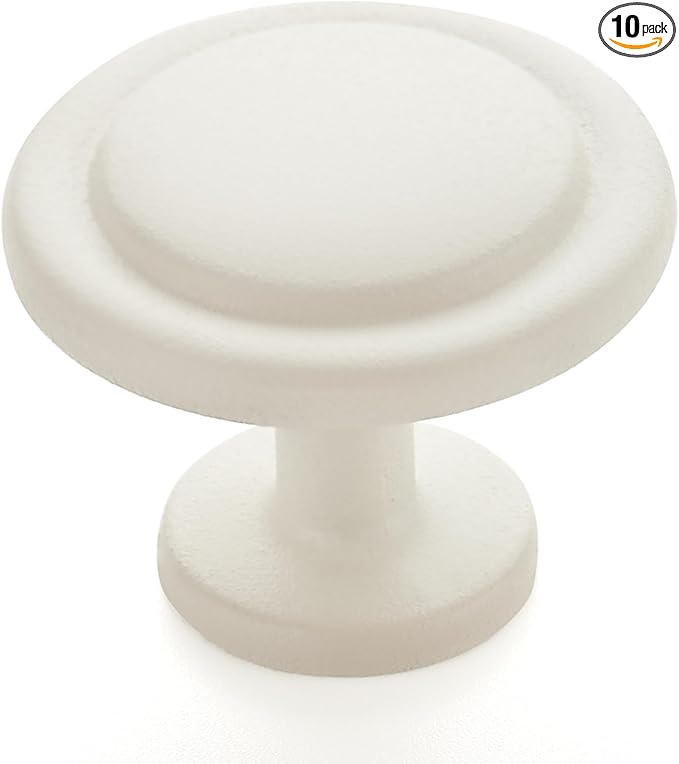 Ravinte 10 Pack 1-1/4 Inch Kitchen Cabinet Knobs White Frosted Zinc Pulls Door Handles for Dresser Drawers