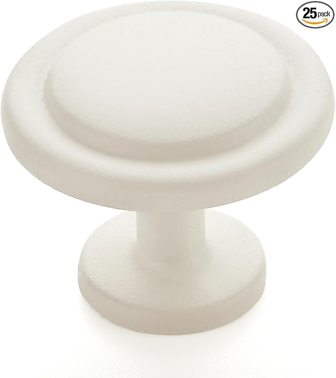 Ravinte 25 Pack 1-1/4 Inch Kitchen Cabinet Knobs White Frosted Zinc Pulls Door Handles for Dresser Drawers