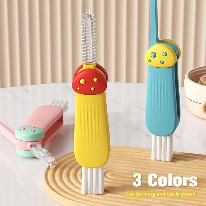 3 in 1 Cup Lid Cleaning Brush, 2024 Multifunctional Crevice Portable Cup Lid Cleaning Brush for Bottle Gap Tight Spaces Cup (C-Blue)