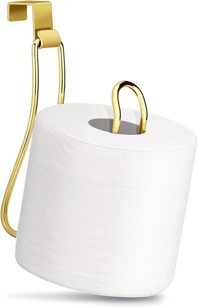 Toilet Paper Holder, Over The Tank Toilet Paper Holder, Toilet Paper Roll Holder, Bathroom Toilet Paper Storage (Gold)