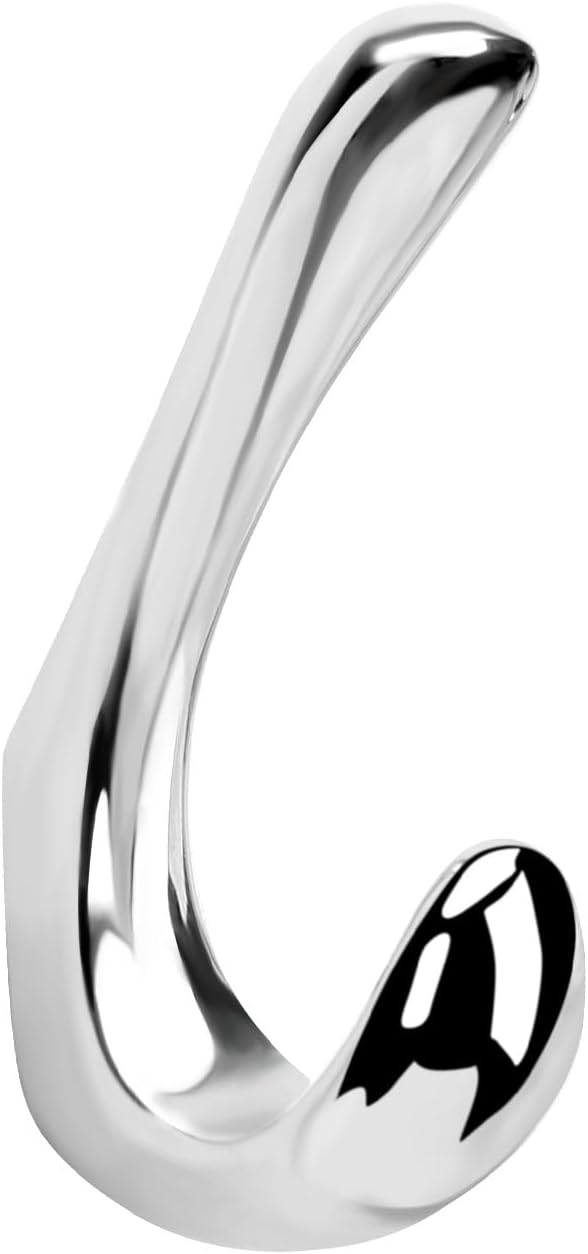 1 Pack Towel Hooks for Bathrooms Wall Mounted, Polished Chrome Bathroom Hooks for Towels, Robe & Towel Hook for Wall, Modern Bath Towel Hook