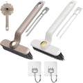 2Pcs Multi-Function Rotating Crevice Cleaning Brush Long Handle for Household Use, 360-Degree Rotating No Dead Corners Hard Bristle Crevice Cleaning Gap Brus Tool, for Bathroom Kitchens Tile Floors