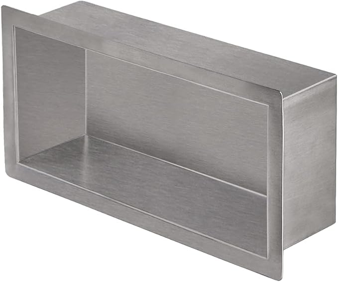 12"×6" Shower Niche Brushed Stainless Steel, Recessed Shower Caddy, Bathroom Shelf Insert Fits for 11"x5.1" Wall Hole Installation (Nickel)