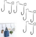 Over Door Towel Rack, Heavy Duty Door Hooks for Hanging, Stainless Steel Double Hanger for Kitchen Bathroom, Removable Wardrobe Door Hook for Dorm Room, Space Saving Cabinet Door Hanger (4PCS)