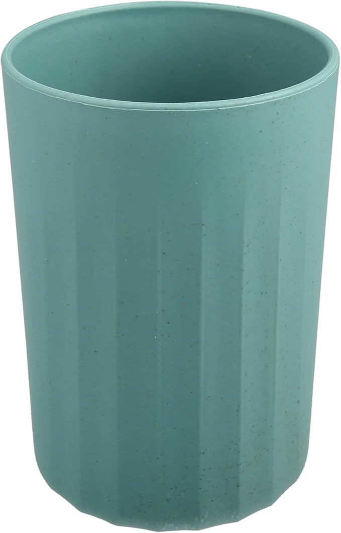 VOCOSTE 1Pc Bathroom Tumbler with Smooth Lines, Wheat Straw Cup, for Bathroom for Toothpaste Deep Green 4.09''x2.80''