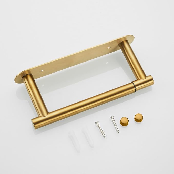 Removable Toilet Paper Holder Bathroom Roll Holder Non-Punch Installation (Brushed Gold)