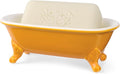 6.5" Ceramic Mini Decorative Clawfoot Bathtub Bar Soap Dish, Kitchen Sponge Holder and Shower Tray for Bathroom, 1 Pack(Golden Yellow)