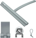 9 Inch Rounded Shower Squeegee with Hook & Suction Cup | Stainless Steel Core Silicone Wiper for Glass, Ceramic Doors & Windows - Grey Multi-Use Tool
