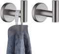 JQK Bathroom Towel Hook Brushed, Coat Robe Clothes Bath Wall Hooks for Kitchen Garage SUS 304 Stainless Steel Thick 0.8mm, 2 Pack Brushed Steel, TH100-BN-P2
