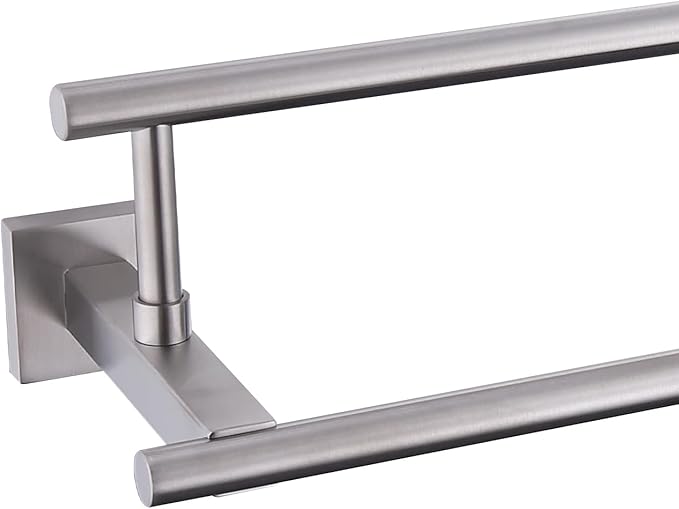 Bath Double Towel Bars, Towel Racks SUS304 Stainless Steel, Towel Holder for Bathroom Wall Mount, Towel Hanger Rail Accessories, 2-Tiers (Brushed Nickel, 32 Inch)
