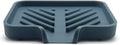 Happitasa Silicone Soap Dish Tray and Sponge Holder with Drain Chute and Feet | 3-Way Sloped Design | Bathroom and Kitchen Sink Organizer Caddy (Smoky Blue, 5"x4")