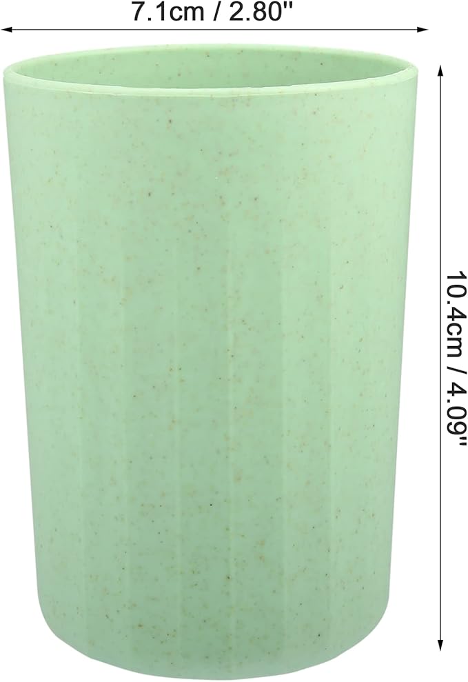 VOCOSTE 1Pc Bathroom Tumbler with Smooth Lines, Wheat Straw Cup, for Bathroom for Toothpaste Green 4.09''x2.80''