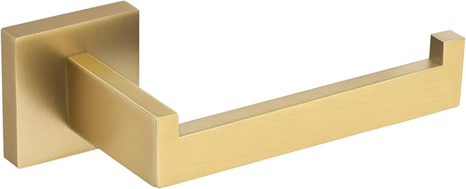 TQKAG Brushed Gold Toilet Paper Holder SUS304 Stainless Steel, Modern Square Tissue Roll Holders Wall Mount, Toilet Paper Roll Dispenser for Kitchen Washroom