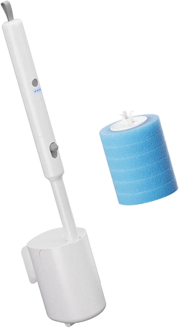 Electric Rotating Toilet Brush Wall Mounted with Throwaway Head 360 Degree Scrubber Tool for Stubborn Stain Wall Mounted Electric Toilet Brush