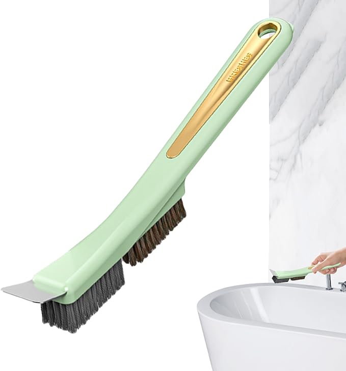 Kitchen Stove Top Brush - Steel Wire Scrubber with Built In Scraper | Heavy Duty Cleaning Gadget for Home Use, Dirt Removal Tool for Tile, Sink Drains, Stove Tops, Grout, Bathroom Corners, Household S