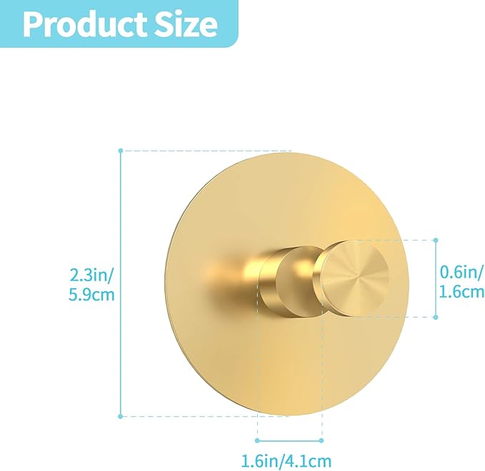Adhesive Hooks for Walls No Damage 4 PCS, Heavy Duty Aluminum Strong Adhesive Towel Hooks for Bathrooms for Inside Shower for Hanging Loofah, Clothes, Robes