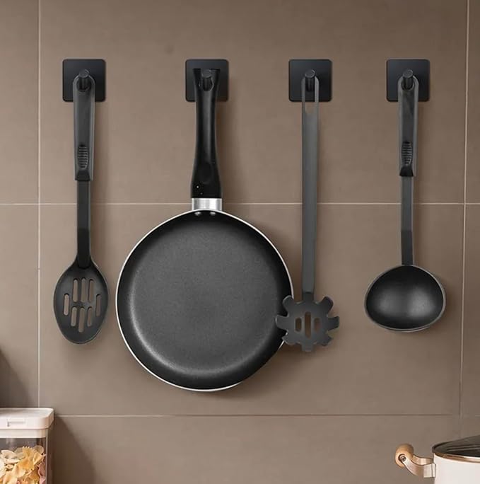 Adhesive Hooks for Hanging - 4 PCs, Towels Hooks for Bathroom, Sticky Hooks for Walls No Damage, Adhesive Hook for Outside, Kitchen, Bathroom, Office (Hook 3)
