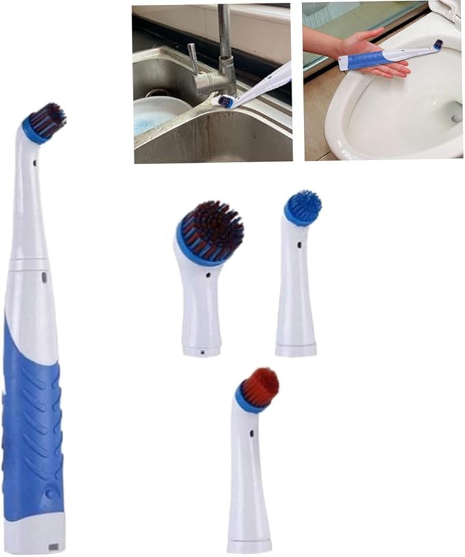 Reveal Power Scrubber Electric Cleaning Brush with 4 Brush Heads for Tub Kitchen Blue