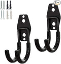 2 Pack Garage Storage Utility Hooks，Garage Garden Tool Organizer，Steel Wall Mount Hooks, Garden Small U Hooks (Type O-Black)