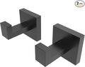 Ruacq Towel Hooks for Bathrooms, Heavy Duty Stainless Steel Square Bathroom Hooks, Wall Mounted Towel Hanger for Robe & Coat, Ideal for Kitchen, Bedroom, and Hotel Use(Matte Black, 2 Pack)