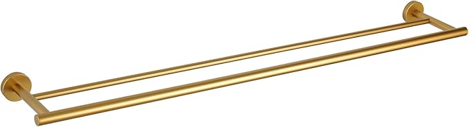 GERZWY 36-Inch Bathroom Double Towel Bar Gold Stainless Steel Towel Rack Wall Mounted Bath Towel Rod