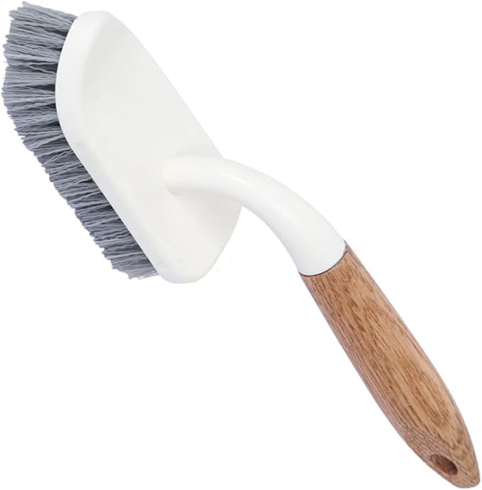 Hard Bristle Toilet Cleaning Brush with Wood Handle Bathroom Scrub Brush for Floor Tile and Grout Cleaning for Toilet and Bathtub Use