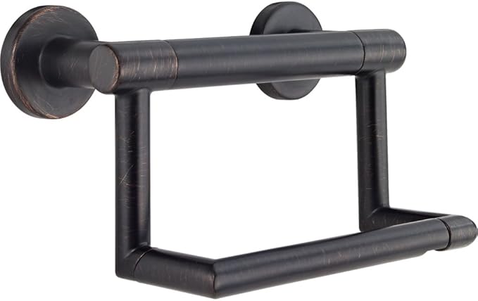 Delta Contemporary (1-Pack) Toilet Paper Holder w/ Assist Bar ADA Compliant Venetian Bronze 300 lb Capacity Grab Bar for Seniors Bath Safety Handle for Balance Assist, Toilet Area Grip Bar 41550-RB