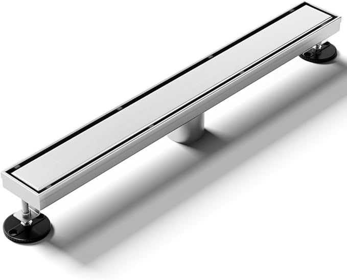 Linear Shower Drain 60 Inch With 2-in-1 Tile Insert Panel, Brushed AISI 304 Stainless Steel for Fast Drainage, Floor Drain for Bathroom, Kitchen, Garage & More