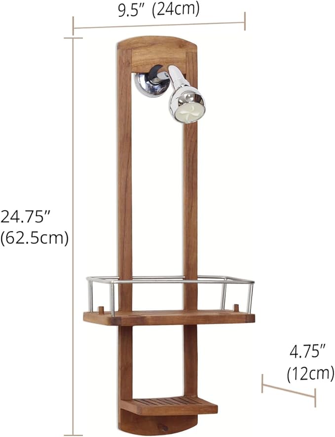 AquaTeak The Original Moa Small Teak Shower Caddy