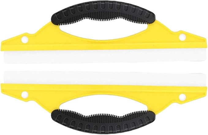 2pcs Yellow Soft Rubber Car and Shower Squeegee with Curved Handle, Flexible Window Cleaning Tool for Glass Doors, Windshield, and Bathroom Tiles