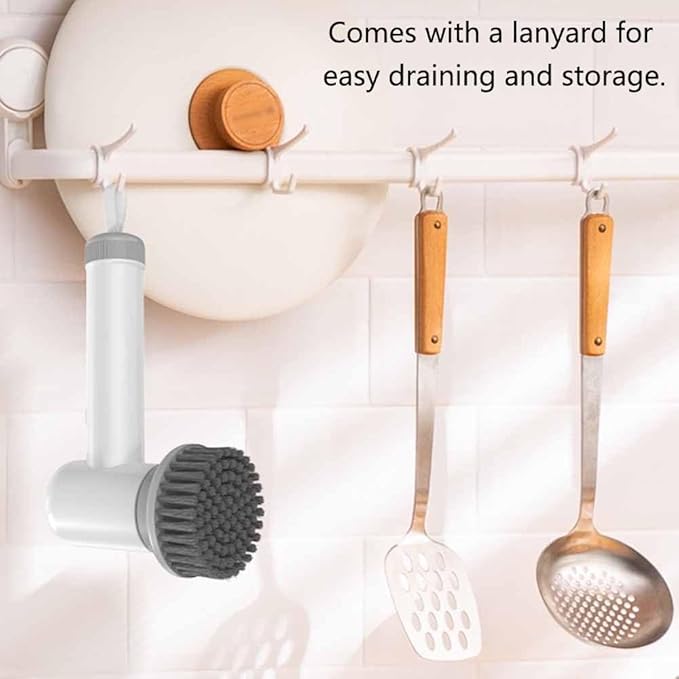 SagaSave Electric Spin Scrubber, Cordless Shower Scrubbers, 2 Speeds Electric Scrubber for Cleaning with 3 Replaceable Heads, Electric Cleaning Brush for Bathroom/Floor/Sink/Window, White