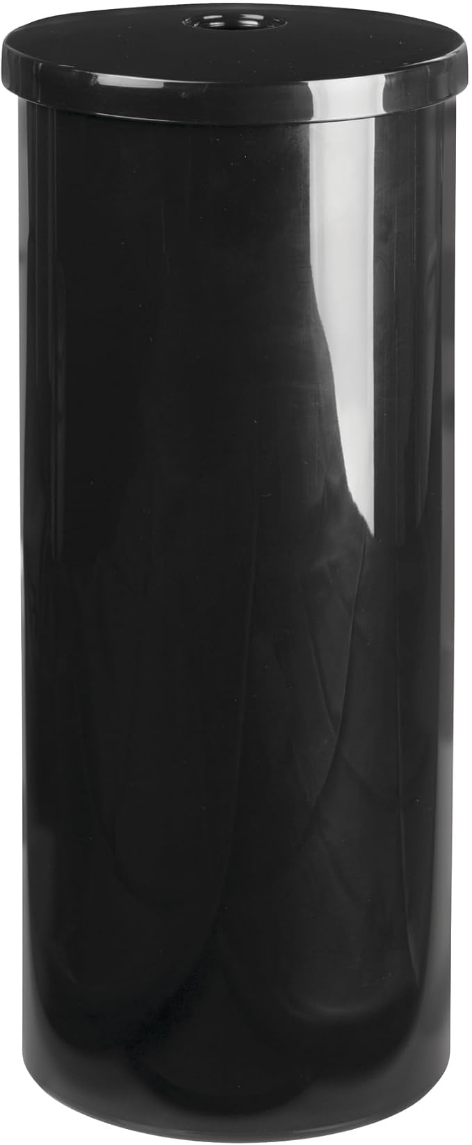 iDesign Freestanding Toilet Paper Canister with Lid for 3 Extra Rolls, Black, Made in USA