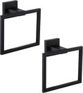 KOKOSIRI Hand Towel Ring Shower Towel Hanger 2PC Bath Towel Holder Bathroom Lavatory Stainless Steel Wall Mount 2 Pack, Matte Black, B3004BK-P2