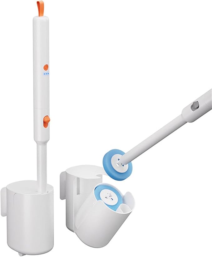 Electric Rotating Toilet Brush Wall Mounted with Throwaway Head 360 Degree Scrubber Tool for Stubborn Stain Wall Mounted Electric Toilet Brush