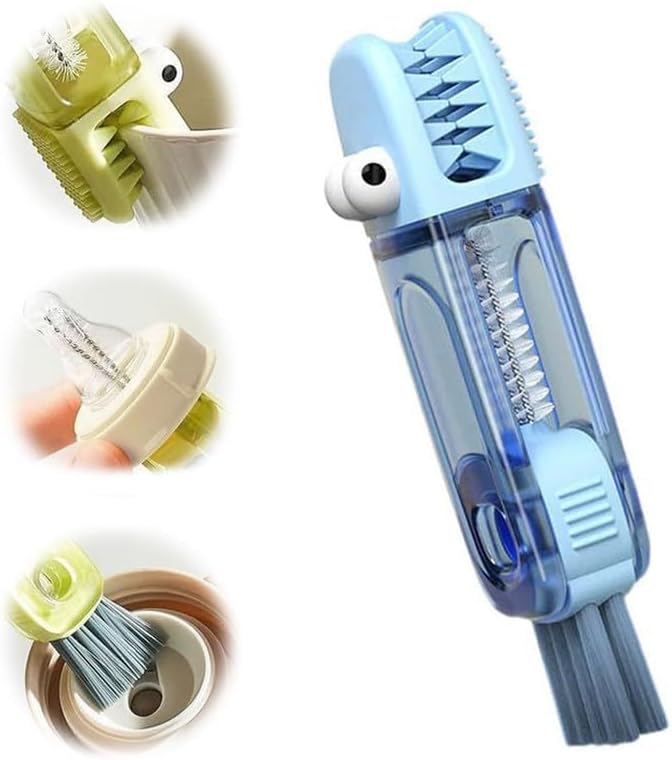 3 in 1 Cup Lid Cleaning Brush, 2024 Multifunctional Crevice Portable Cup Lid Cleaning Brush for Bottle Gap Tight Spaces Cup (B-Blue)