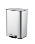 Garvee Space-Saving Bedroom Trash Can, 4 Gallon Small Trash Can with Soft-Close Lid, Foot Pedal & Removable Inner Bucket, Rectangular Stainless Steel Garbage Can for Living Room, Home, Office, Silver